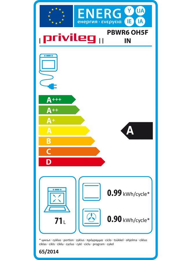 Privileg PBWR6 OH5F IN inbouw oven 60 cm