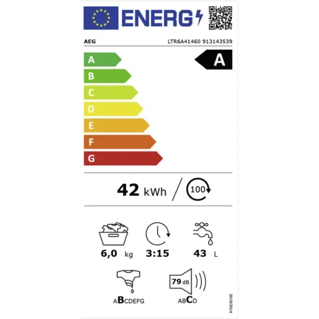 AEG LTR6A41460 | Bovenlader | Energielabel A