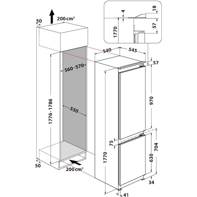 Privileg ( Bauknecht ) Privileg PCIL 18S13 | Inbouw koelvriescombinatie | 178 cm