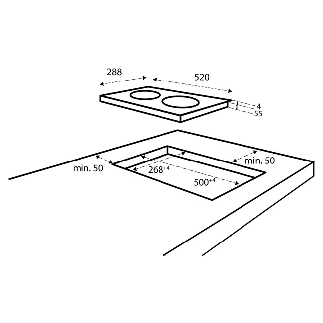 Inventum IKI3008 | Inductiekookplaat 30 cm | 1-fase | 2 pits