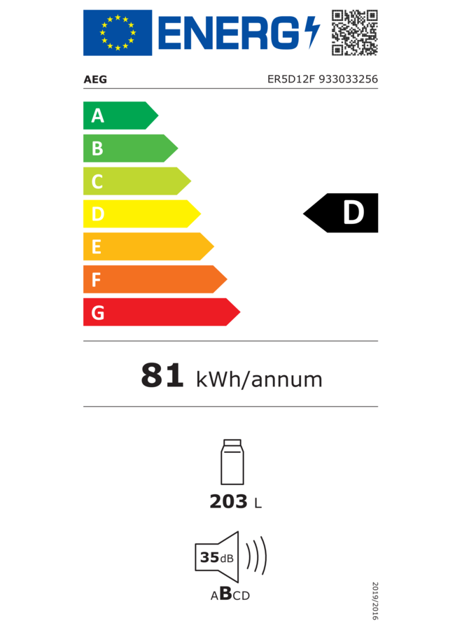 AEG ER5D12F | inbouw koelkast | 122 cm | Deur op Deur