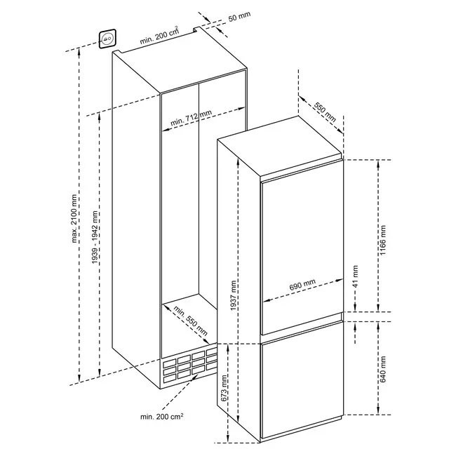 Inventum IKV1947S | Inbouw koelvriescombinatie | Nis 194 cm