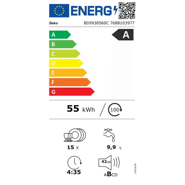 Beko BDIN38560C | Inbouw vaatwasser | Energielabel A