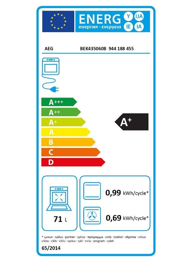 Aeg BEE435060B | Inbouw oven | Zwart | 60 cm