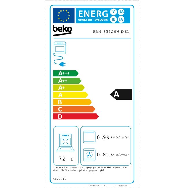 Beko FBM62320WDSL | Gasfornuis | 60 cm | Wit
