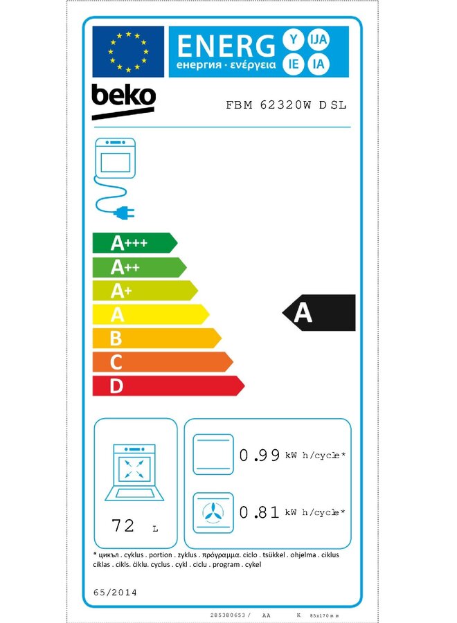 Beko FBM62320WDSL | Gasfornuis | 60 cm | Wit