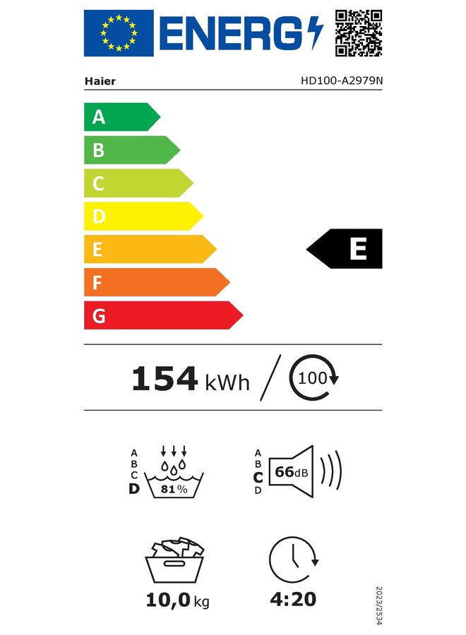 Haier HD100-A2979N | Warmtepompdroger | 10 kg