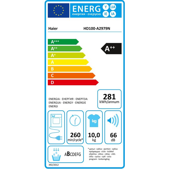 Haier HD100-A2979N | Warmtepompdroger  | 10 kg