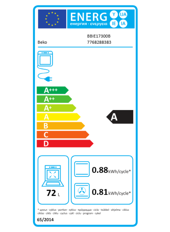 Beko BBIE17300B | inbouw oven | 60 cm | Zwart