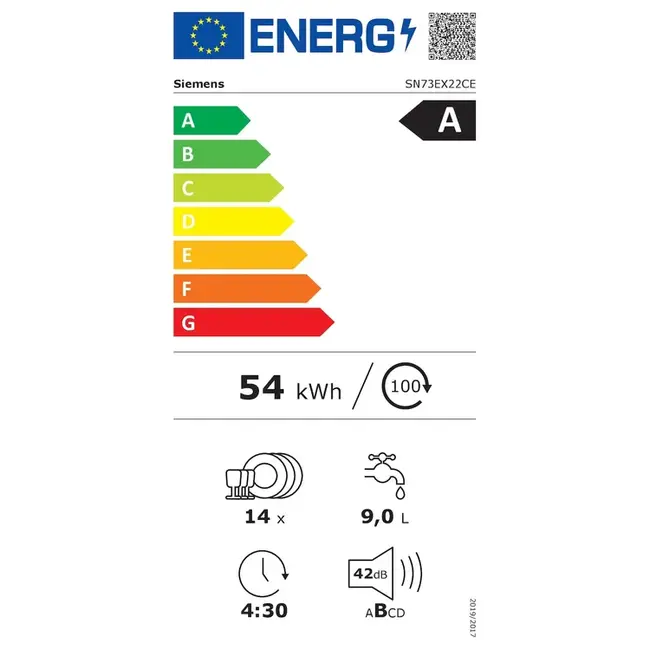Siemens SN73EX22CE | Inbouw vaatwasser | Energieklasse A
