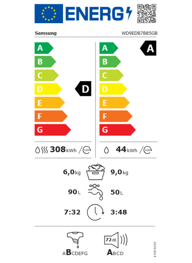 Samsung WD9EDB7B85GB | wasdroogcombinatie | 11 / 6 kg | zwart