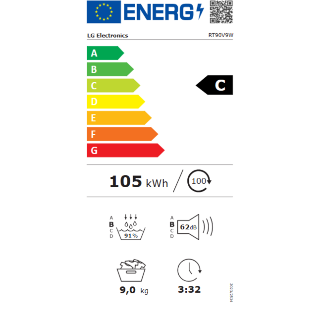 LG RT90V9W | Warmtepompdroger | 9 kg | A+++