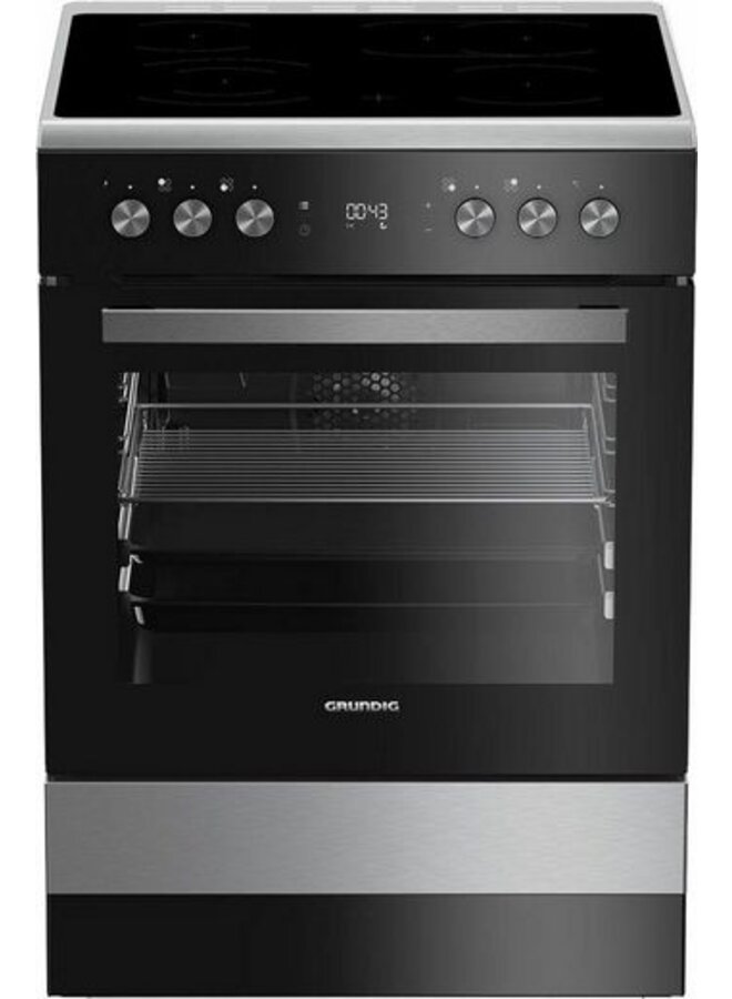 Grundig GFBM23420XC | Keramisch fornuis | Zwart RVS | 60 cm