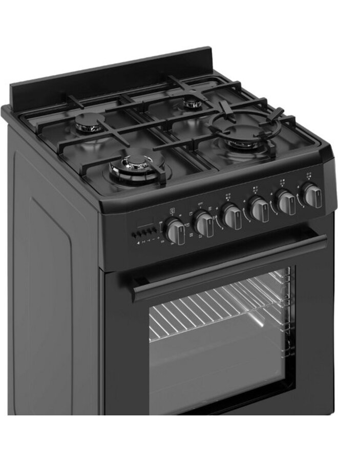 Wiggo WO-E639R (BB) | Gasfornuis | Zwart | 60 cm