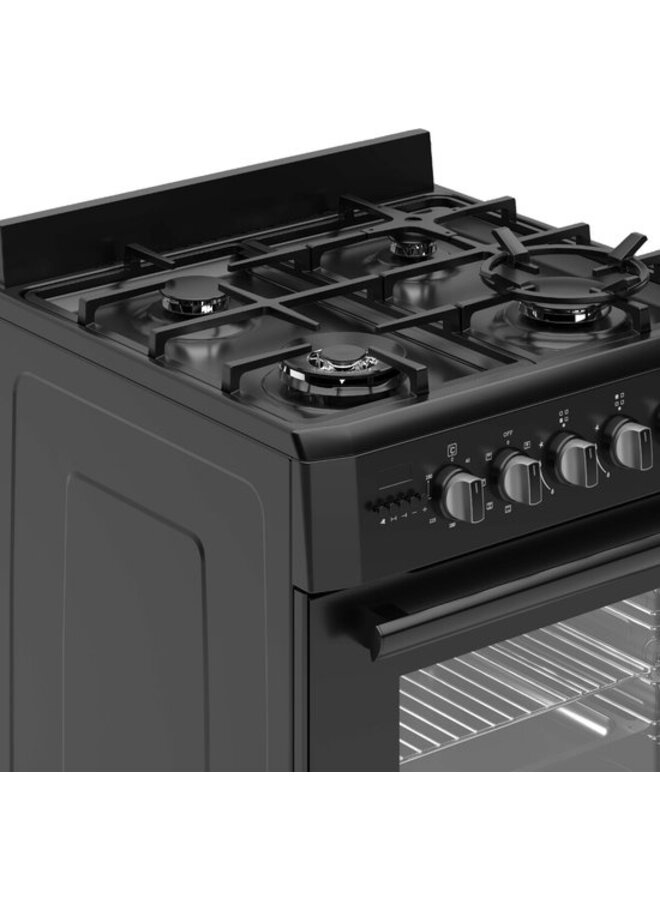 Wiggo WO-E639R (BB) | Gasfornuis | Zwart | 60 cm