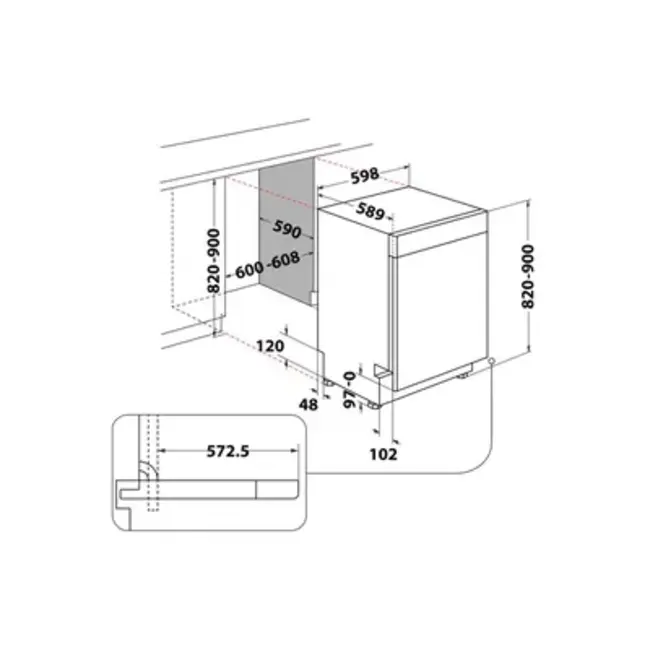 Bauknecht BKSV1 UAN | Onderbouw vaatwasser | RVS | A Label