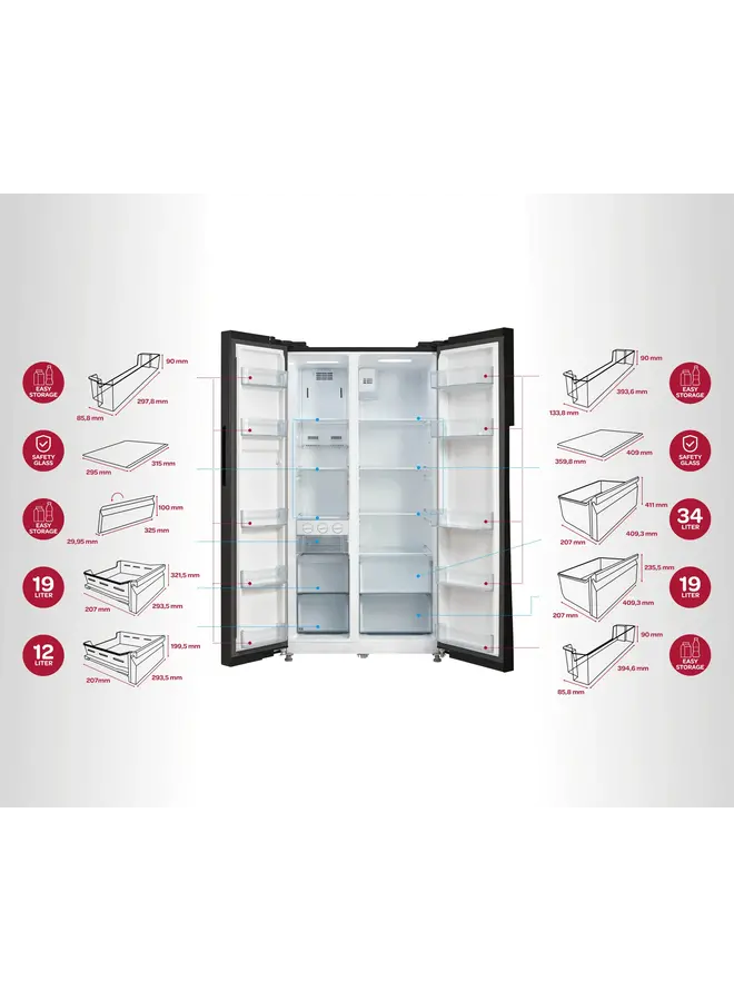 Inventum SKV0178B Amerikaanse koelkast | Zwart