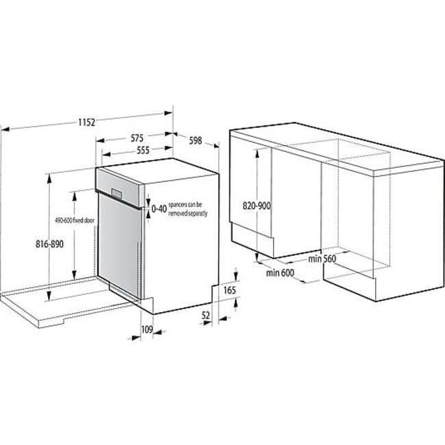 Gorenje ULTRASI16AES | Half geintegreerde vaatwasser | Label A