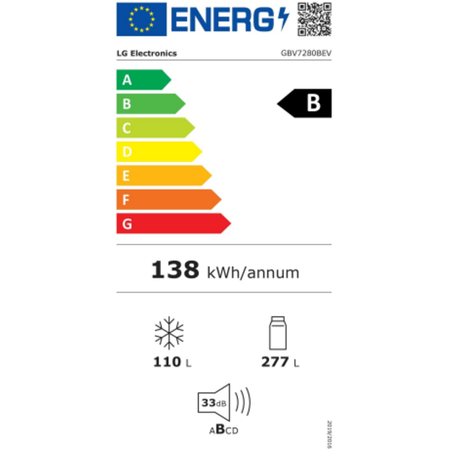 LG GBV7280BEV | Koelvriescombinatie | Zwart