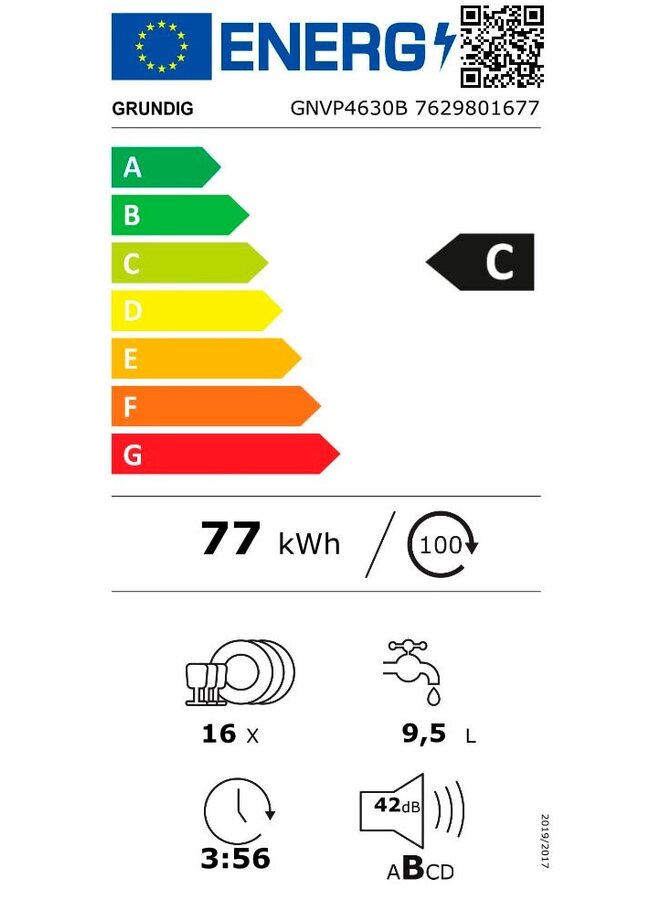 Grundig GNVP4630B | Inbouw vaatwasser | C