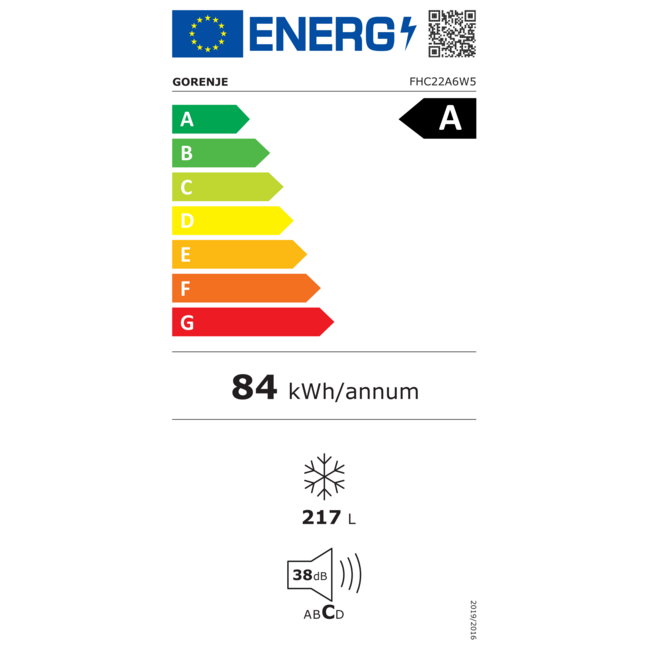 Gorenje FHC22A6W5 | Vrieskist | 217 Liter | Energieklasse A