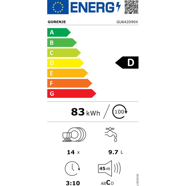 Gorenje GU642D90W | Onderbouw vaatwasser |  RVS