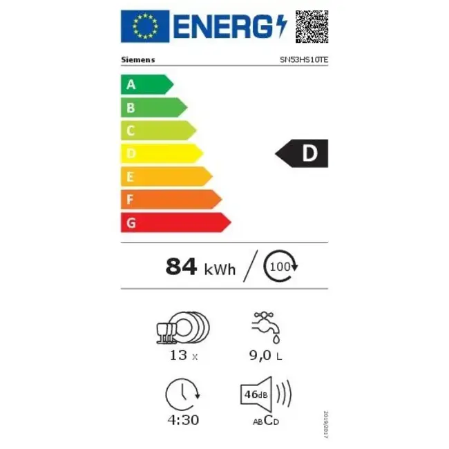 Siemens SN53HS10TE | Half geintegreerde vaatwasser | 60 cm