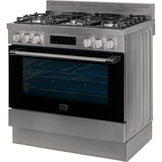 Beko BFC918GMXNL - 90 cm Gasfornuis - RVS/Zwart