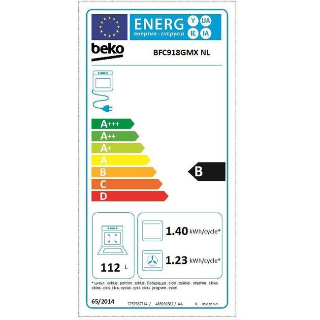 Beko BFC918GMXNL - 90 cm Gasfornuis - RVS/Zwart