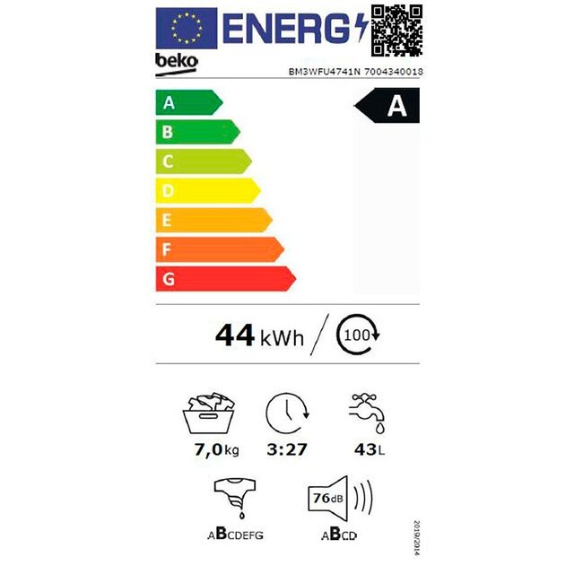 Beko BM3WFU4741N | Wasmachine | Energieklasse A