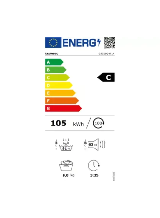 Grundig GT55924F14 | Warmtepompdroger | 9 kg
