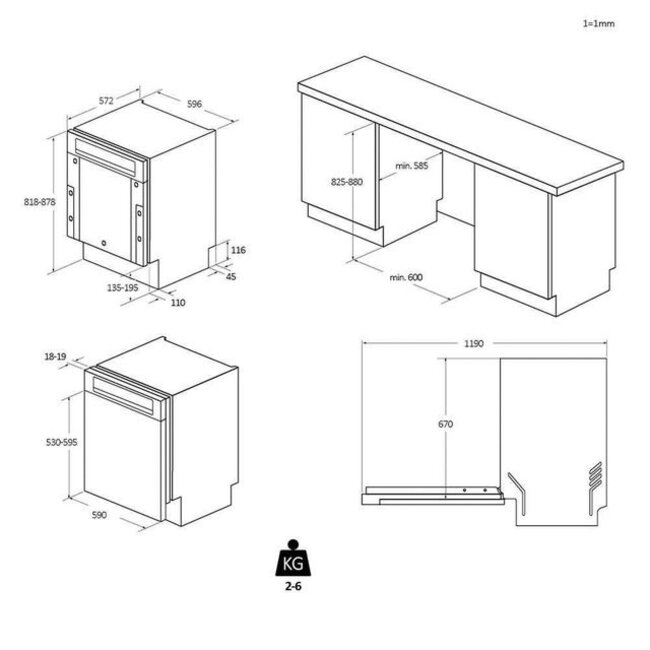 Haier XH 4C4F1S | Half geintegreerde vaatwasser | MaxiTub