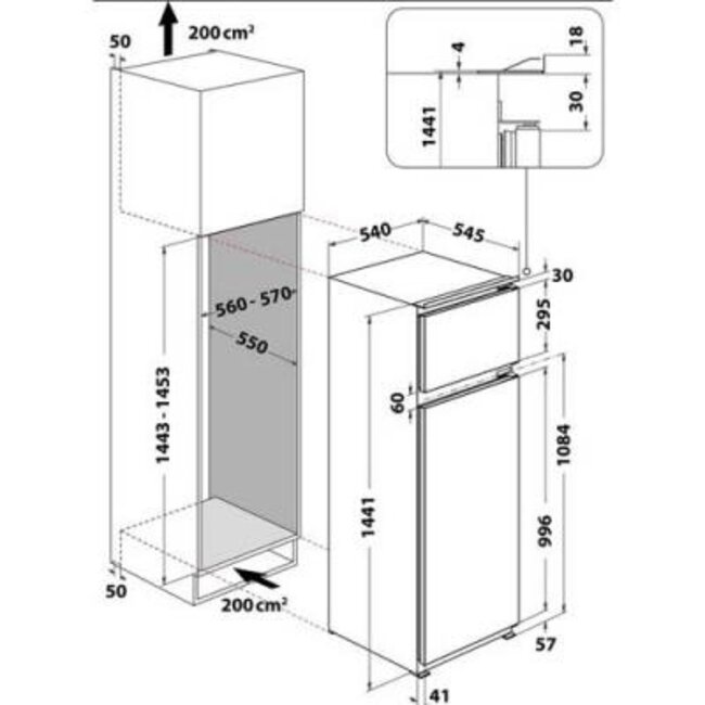 Bauknecht KDI 14S1 | Inbouw koelvriescombinatie | 144 cm