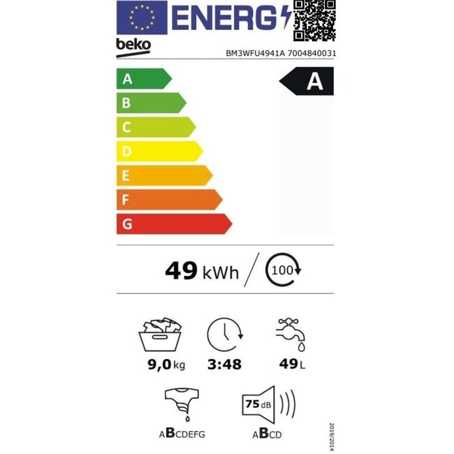 Beko BM3WFU4941A | Wasmachine | 9 kg  | EnergySpin