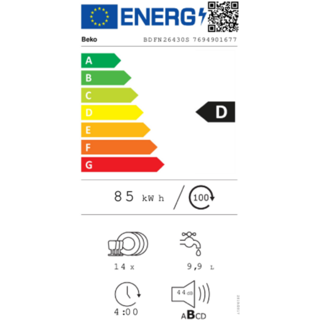 Beko BDFN26430S | Vrijstaande vaatwasser | RVS