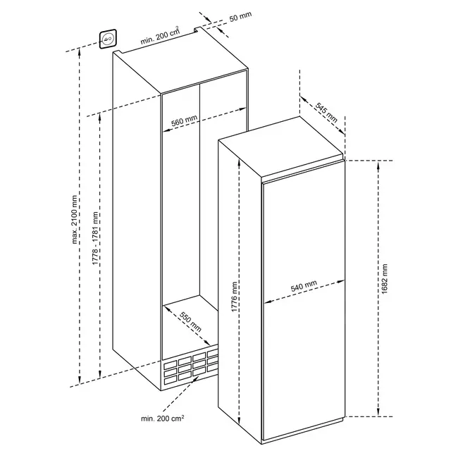 Inventum IVR1786GS | Inbouw vrieskast | Grijs | Nofrost