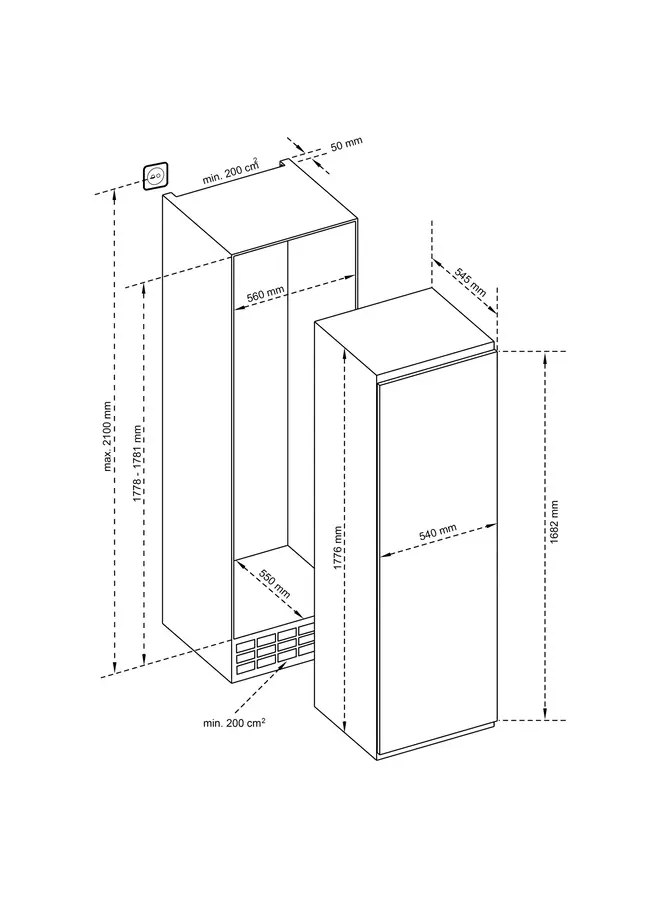 Inventum IVR1786GS | Inbouw vrieskast | Grijs | Nofrost