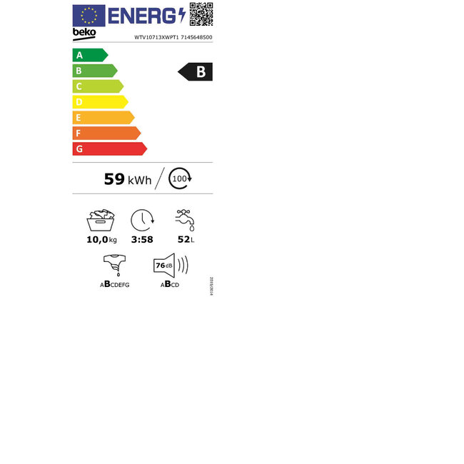 Beko WTV10713XWPT1 | Wasmachine | 10 kg