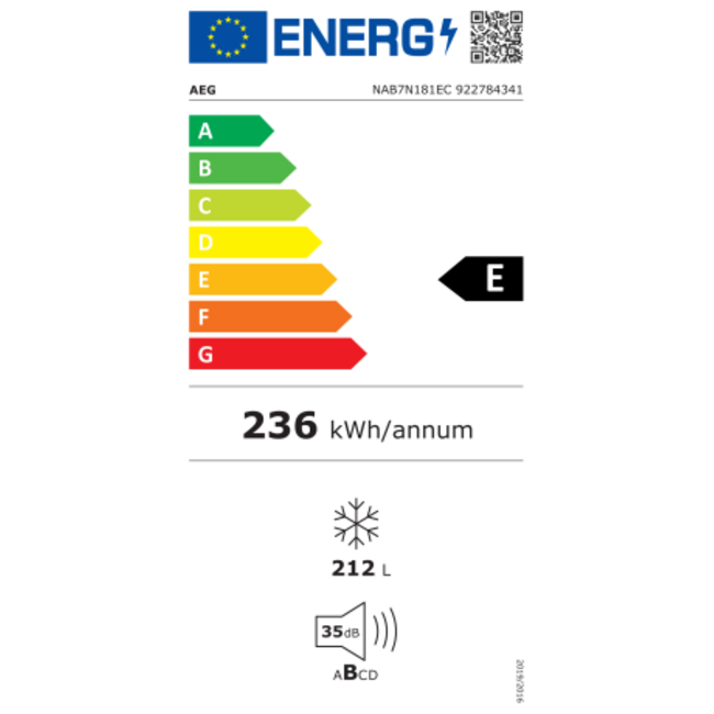 AEG NAB7N181EC | Inbouw vriezer |  NoFrost | 178 cm