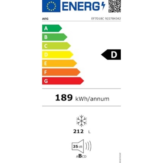AEG EF7D18C | Inbouw vriezer NoFrost |178 cm