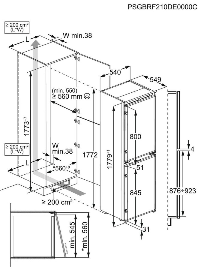 AEG OSC6T185ES Inbouw koelvriescombinatie 178 | 50-50 Split