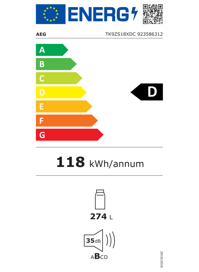 AEG TK9ZS18XDC | Inbouw koelkast | 178 cm