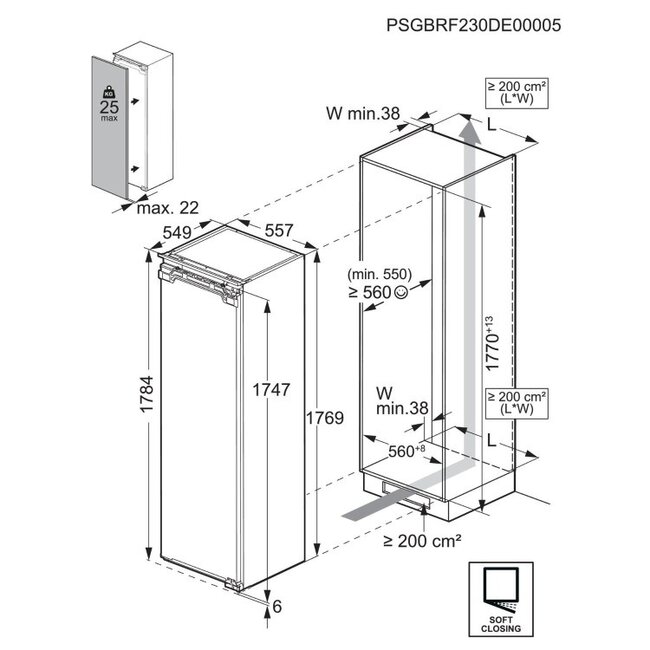 AEG NSK9Z181EC | Inbouw koelkast | 178 cm
