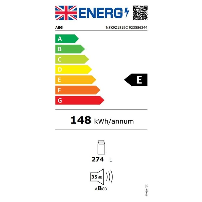 AEG NSK9Z181EC | Inbouw koelkast | 178 cm