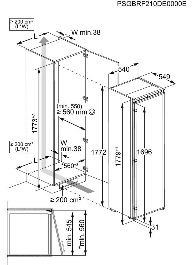 Zanussi ZRDN18ES3 | Inbouw koelkast | 178 cm