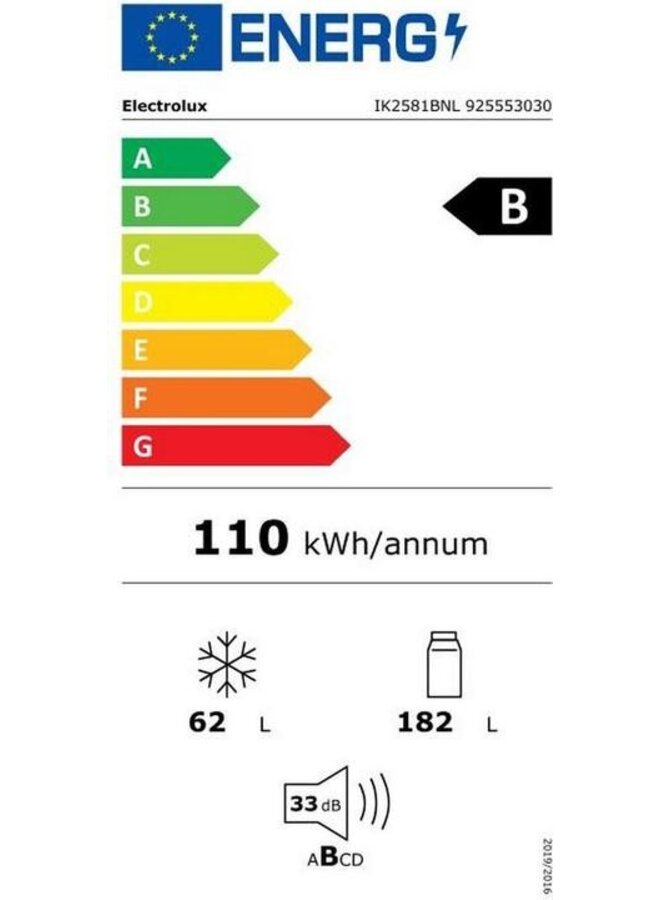 Electrolux  IK2581BNR | Inbouw koelvriescombinatie 178 cm | B label