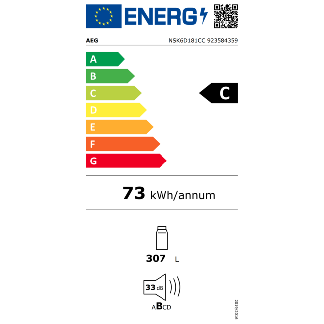 AEG NSK6D181CC | Inbouw koelkast | 178 cm  | Label C