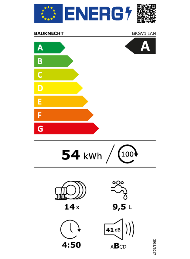 Bauknecht BKSV1 IAN | Inbouw vaatwasser | A label