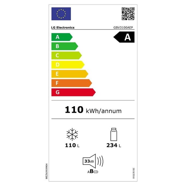 LG GBV3100AEP  | Koelvriescombinatie | Zwart | label A