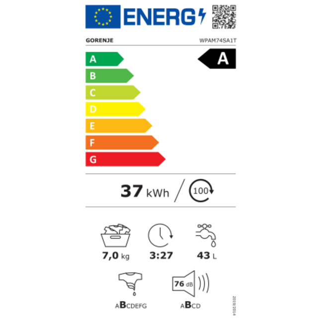 Gorenje WPAM74SA1T | Wasmachine | Label A
